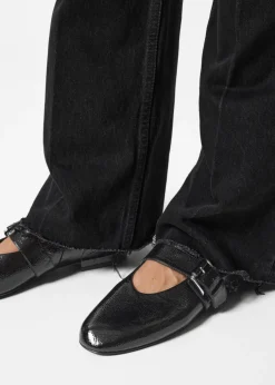 Ballerines En Cuir à Boucles