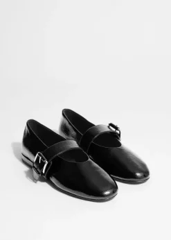 Ballerines En Cuir à Boucles