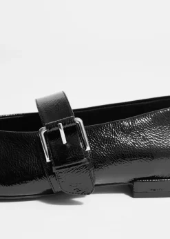 Ballerines En Cuir à Boucles