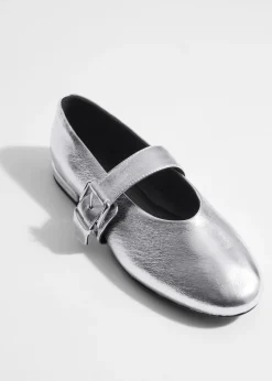 Ballerines En Cuir à Boucles