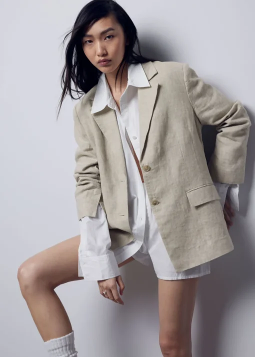 Blazer Ajusté En Lin