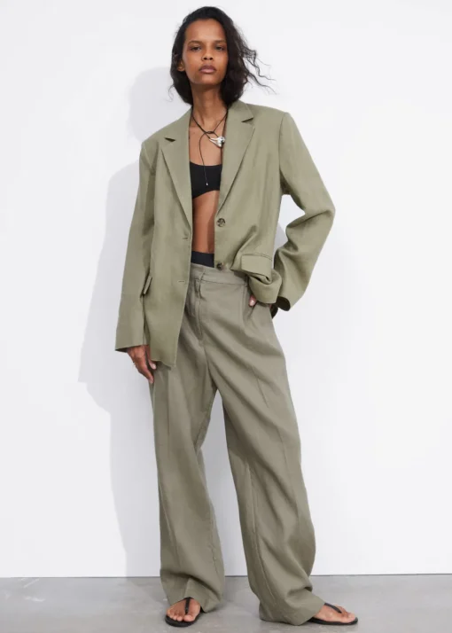 Blazer Ajusté En Lin