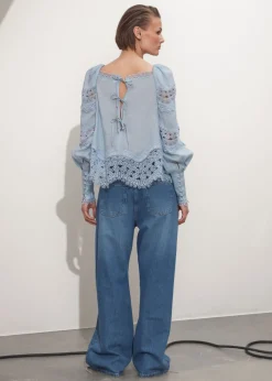 Blouse à Bordure En Dentelle