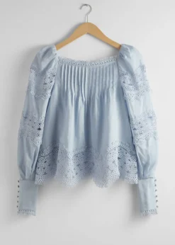 Blouse à Bordure En Dentelle