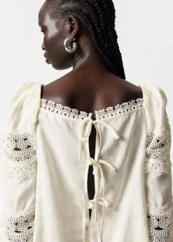 Blouse à Bordure En Dentelle