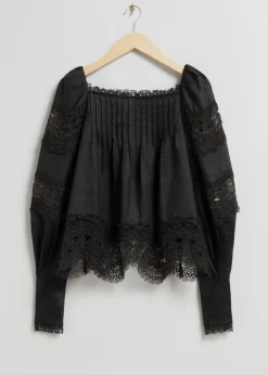 Blouse à Bordure En Dentelle