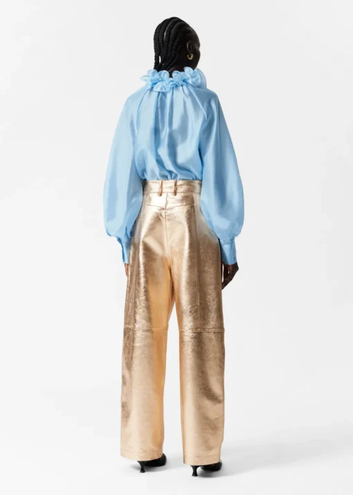 Blouse à Encolure Volantée Avec Lien à Nouer