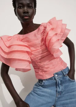 Blouse Ajustée à Manches Volantées