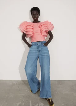 Blouse Ajustée à Manches Volantées