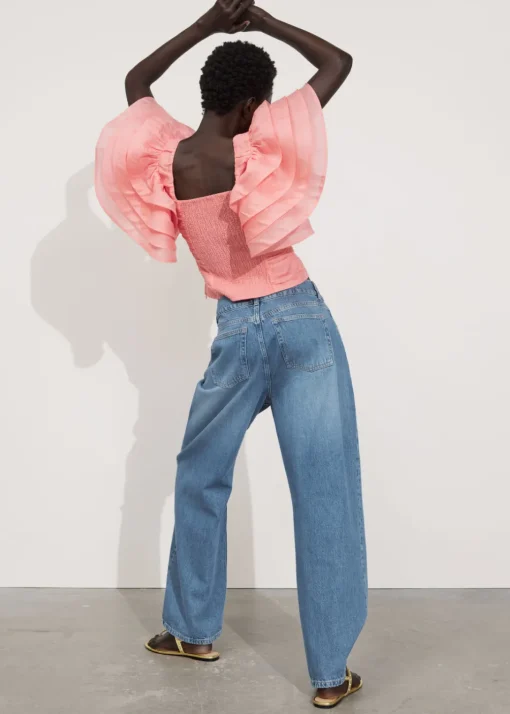 Blouse Ajustée à Manches Volantées