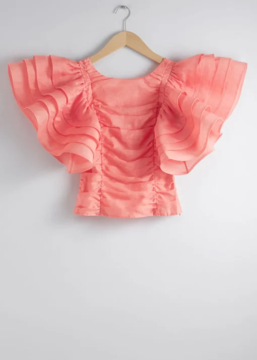 Blouse Ajustée à Manches Volantées