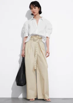 Blouse Brodée à Manches Ballon