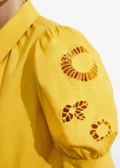 Blouse Brodée à Manches Ballon