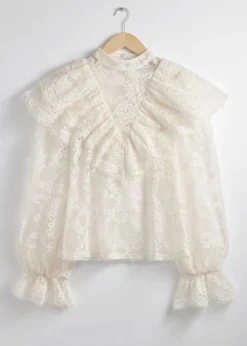 Blouse En Dentelle à Volants
