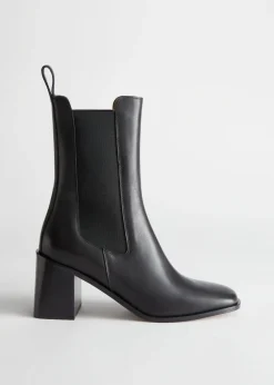 Bottines Chelsea à Talons En Cuir