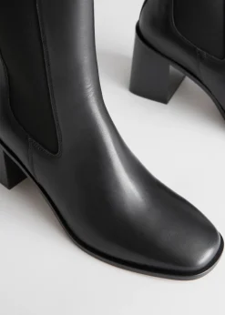 Bottines Chelsea à Talons En Cuir