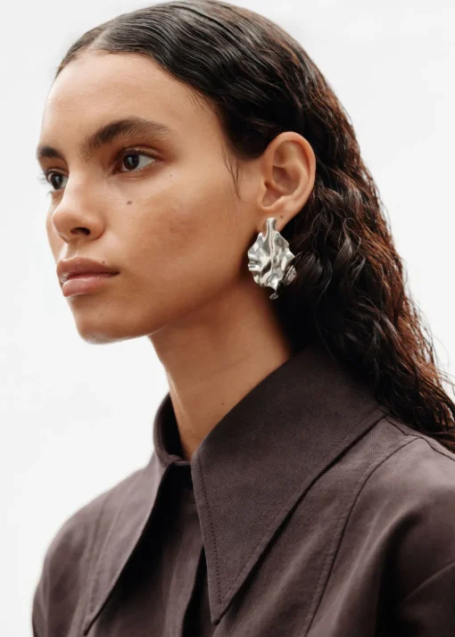 Boucles D’oreilles En Argent De Forme Organique