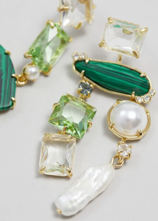 Boucles D'oreilles Pendantes Avec Perles En Strass