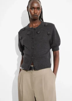Cardigan à Perles En Laine Mérinos