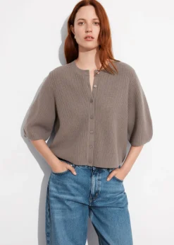 Cardigan En Laine Mérinos à Maille Côtelée