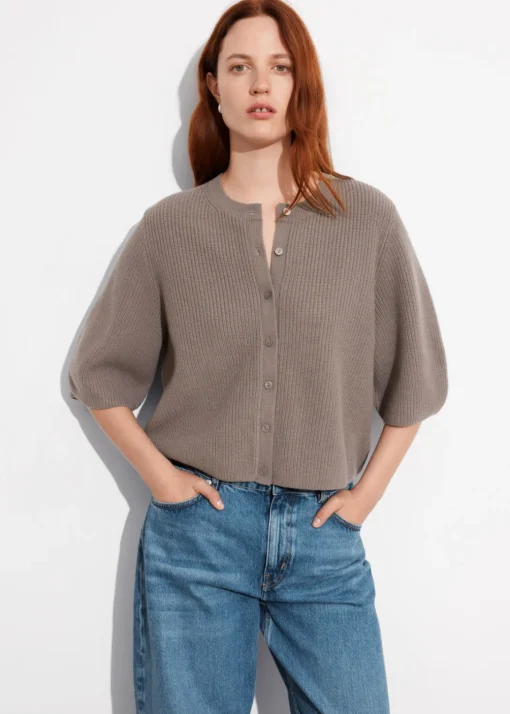 Cardigan En Laine Mérinos à Maille Côtelée