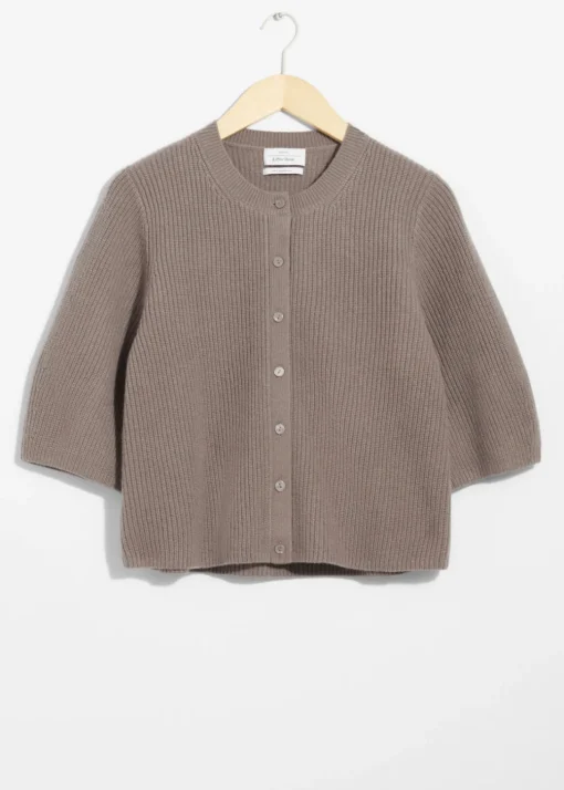 Cardigan En Laine Mérinos à Maille Côtelée