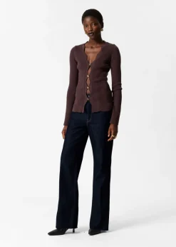 Cardigan Festonné En Laine Mérinos