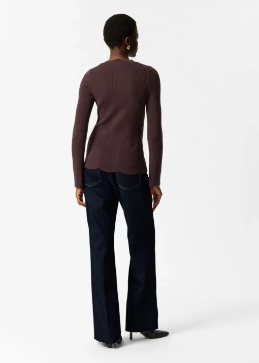 Cardigan Festonné En Laine Mérinos