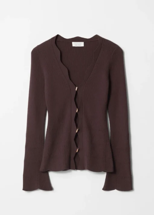 Cardigan Festonné En Laine Mérinos