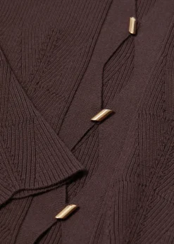 Cardigan Festonné En Laine Mérinos
