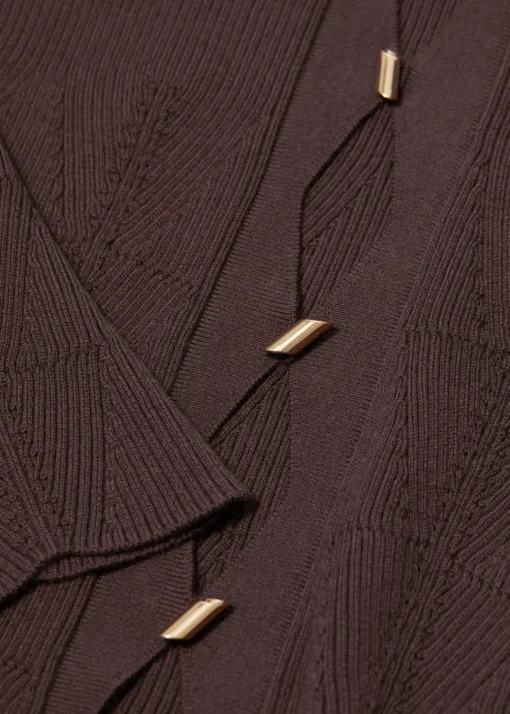 Cardigan Festonné En Laine Mérinos