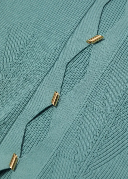 Cardigan Festonné En Laine Mérinos