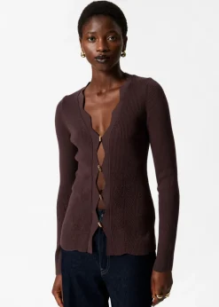 Cardigan Festonné En Laine Mérinos