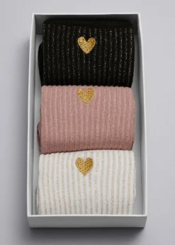 Coffret Cadeau De 3 paires De Chaussettes Cœur