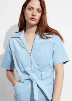 Combinaison En Velours Côtelé Ceinturée