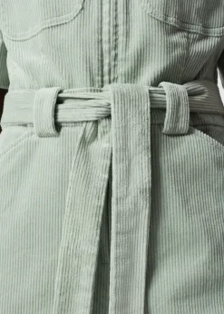 Combinaison En Velours Côtelé Ceinturée