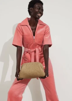 Combinaison En Velours Côtelé Ceinturée