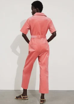 Combinaison En Velours Côtelé Ceinturée