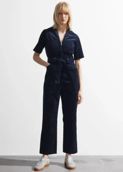 Combinaison En Velours Côtelé Ceinturée