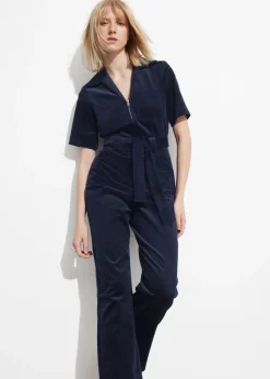 Combinaison En Velours Côtelé Ceinturée