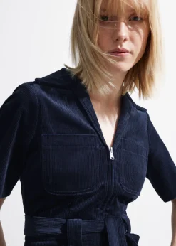 Combinaison En Velours Côtelé Ceinturée