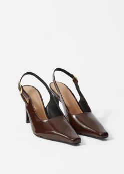 Escarpins à Bride Arrière En Cuir Verni