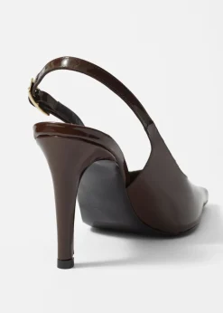 Escarpins à Bride Arrière En Cuir Verni