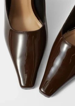 Escarpins à Bride Arrière En Cuir Verni