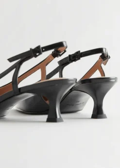 Escarpins En Cuir à Bride Arrière
