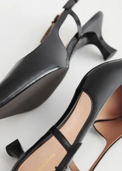 Escarpins En Cuir à Bride Arrière