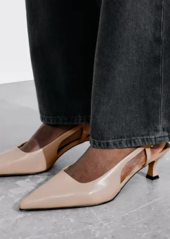 Escarpins En Cuir à Bride Arrière