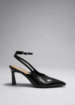 Escarpins Pointus En Cuir à Brides Arrière
