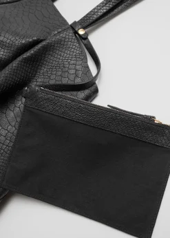 Grand Tote Bag En Cuir