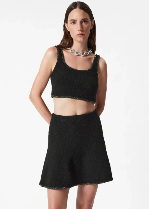 Haut Bralette Laine Bouclée à Bordures Pailletées